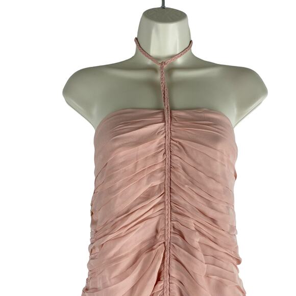 Veronica Beard Lucine Ruched Silk Halter Neck Maxi Dress Size 12 - Picture 4 of 13